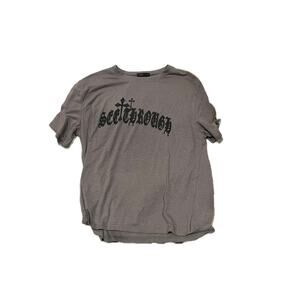 Romwe See Through Gray T-Shirt, Mens Large